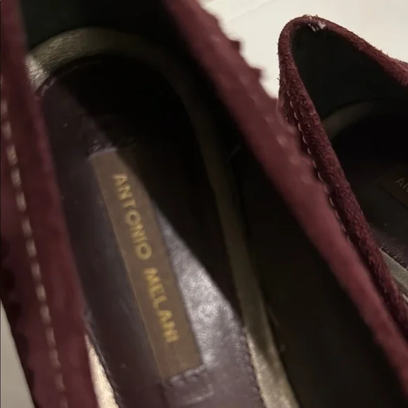 ANTONIO MELANI Maroon Leather Loafers with Studded Detail Size 6 - Picture 2 of 9